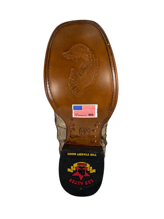 Pirarucu Mocha Genuine Wide Square Toe Boot - Los Altos