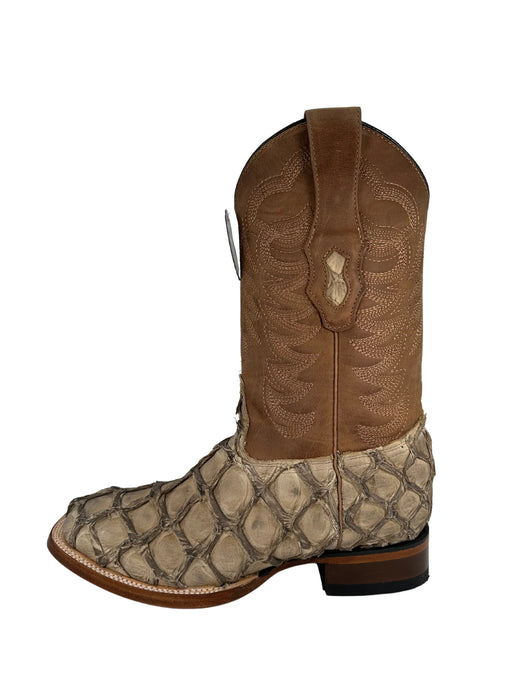 Pirarucu Mocha Genuine Wide Square Toe Boot - Los Altos