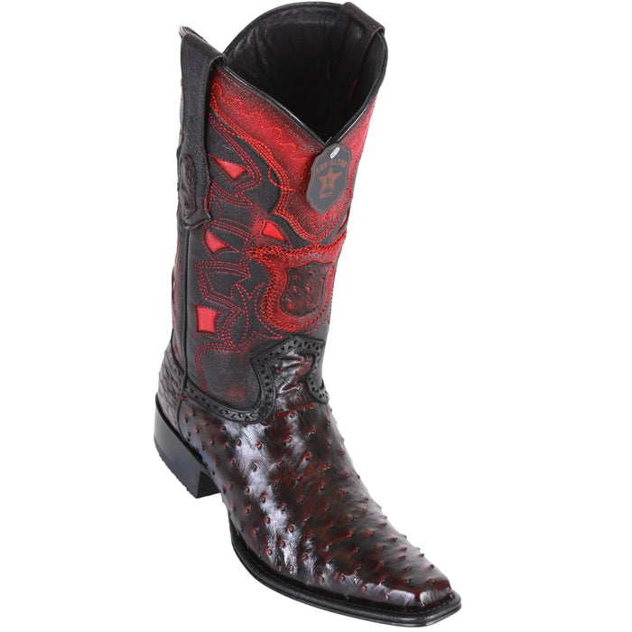 Los Altos Men's Ostrich European Toe Western Boots - Black Cherry 760318