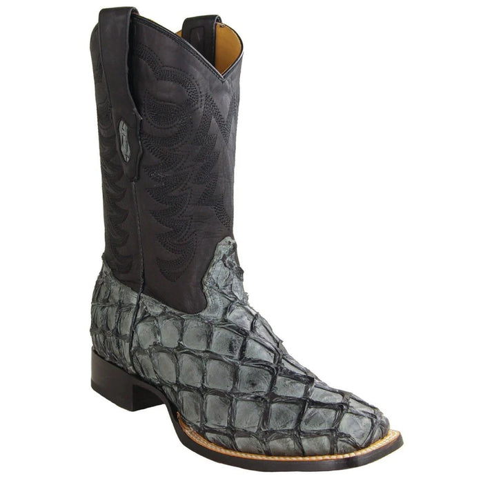 Pirarucu Fish Boots Wide Square Rodeo Toe Gray Color - Los Altos Boots