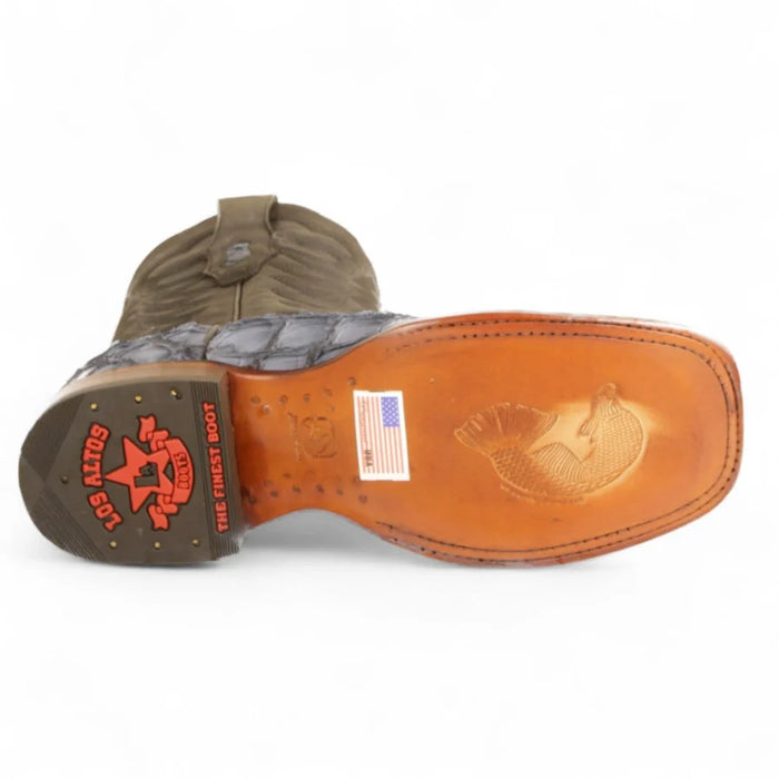Pirarucu Fish Boots Wide Square Rodeo Toe Gray Color - Los Altos Boots