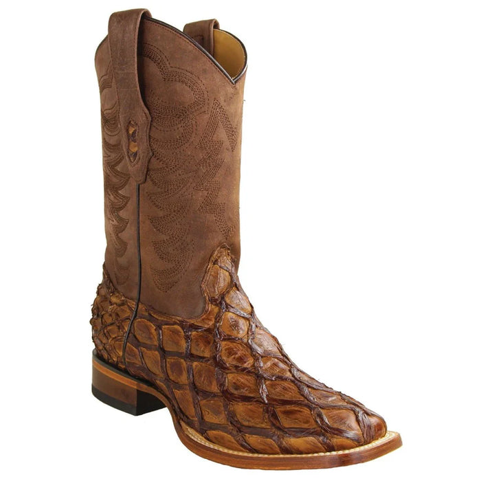 Pirarucu Fish Boots Wide Square Rodeo Toe Brown Color - Los Altos Boots