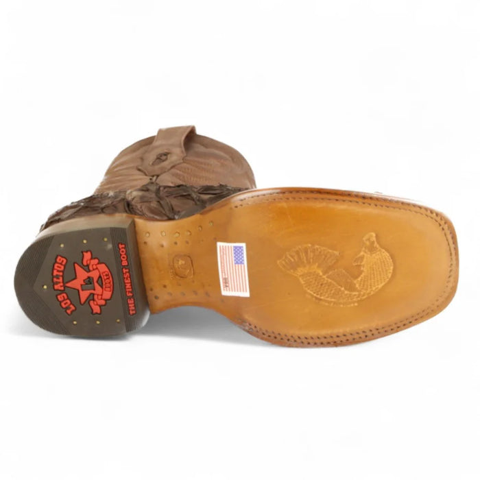 Pirarucu Fish Boots Wide Square Rodeo Toe Brown Color - Los Altos Boots