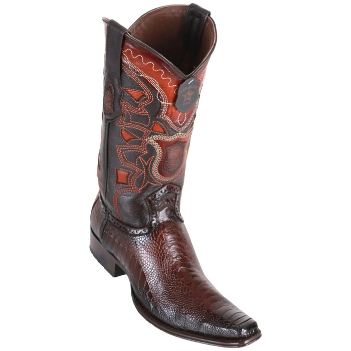 Los Altos Men's Ostrich Leg Faded Brown European Toe Cowboy Boots 760516