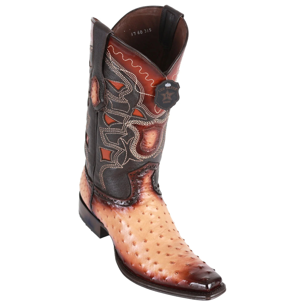 90s Western Ostrich Heeled Boots (5.5)