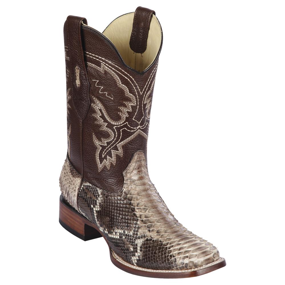 Rustic Brown Python Wide Square Toe 8225785 — Manny’s Boots