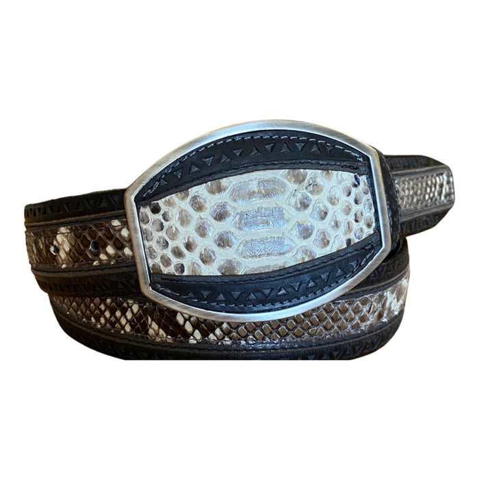 Bull Hide Python Skin Belt Natural C24U5749